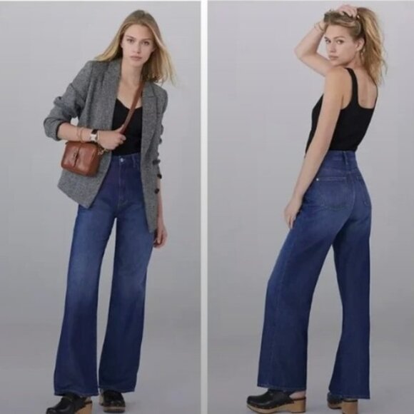 Pilcro Denim - Anthropologie Pilcro Jeans The Annie High Rise Wide Leg Blue Denim Size 30